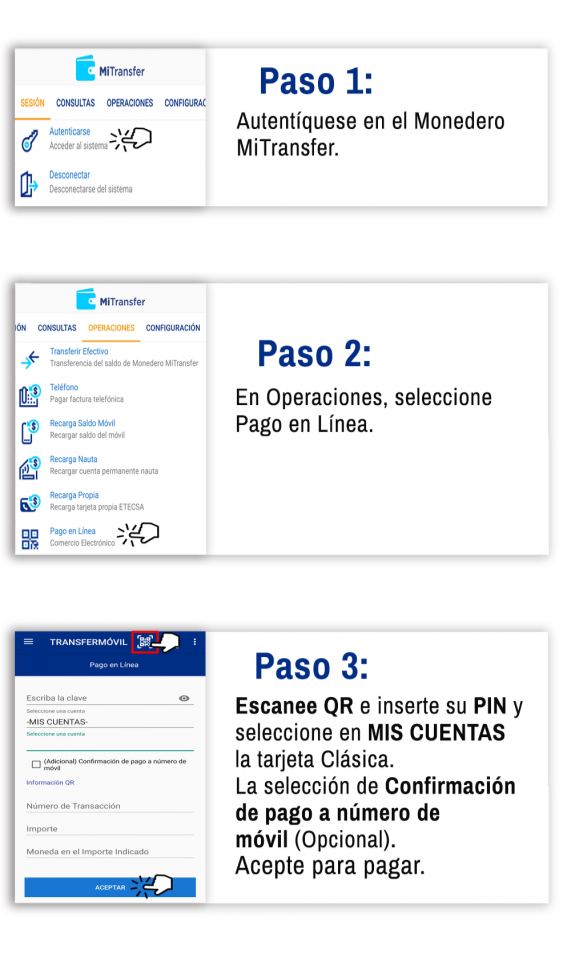 Realiza pagos escaneando el código QR y seleccionando tu tarjeta.